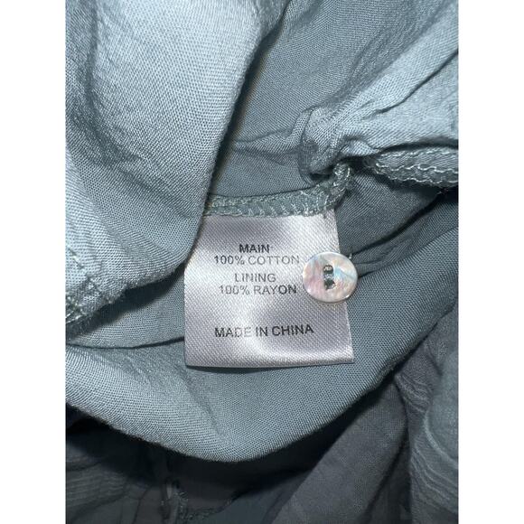 Pink Lily Romper Womens Medium Green Striped Gauze Short Sleeve Tie Waist Ruffle - Picture 4 of 6